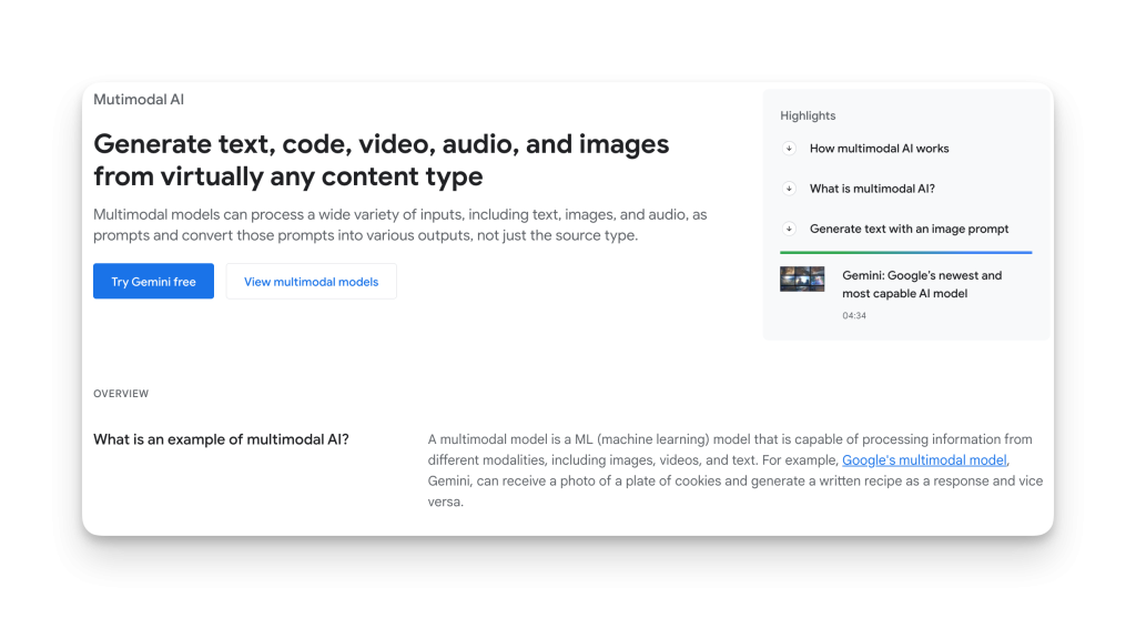 Google Gemini multimodal models capability