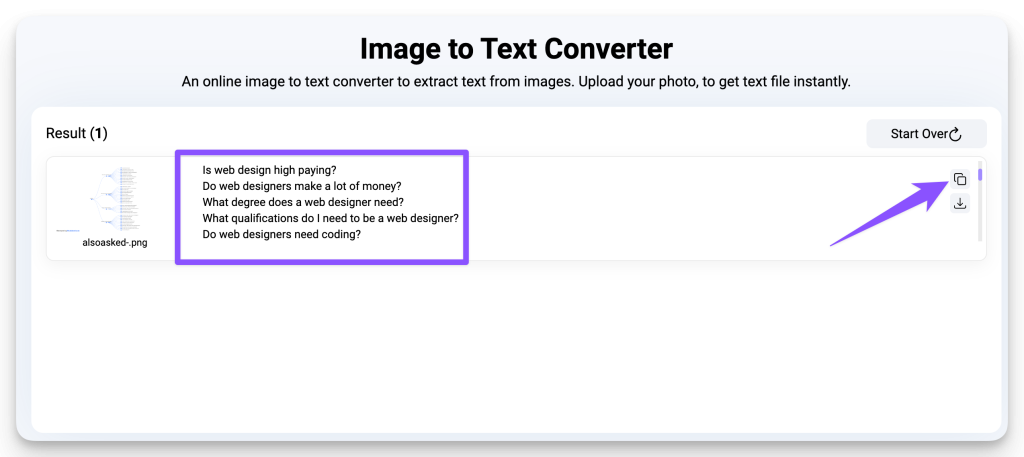 Convert the exported image into text before feeding to Google Gemini